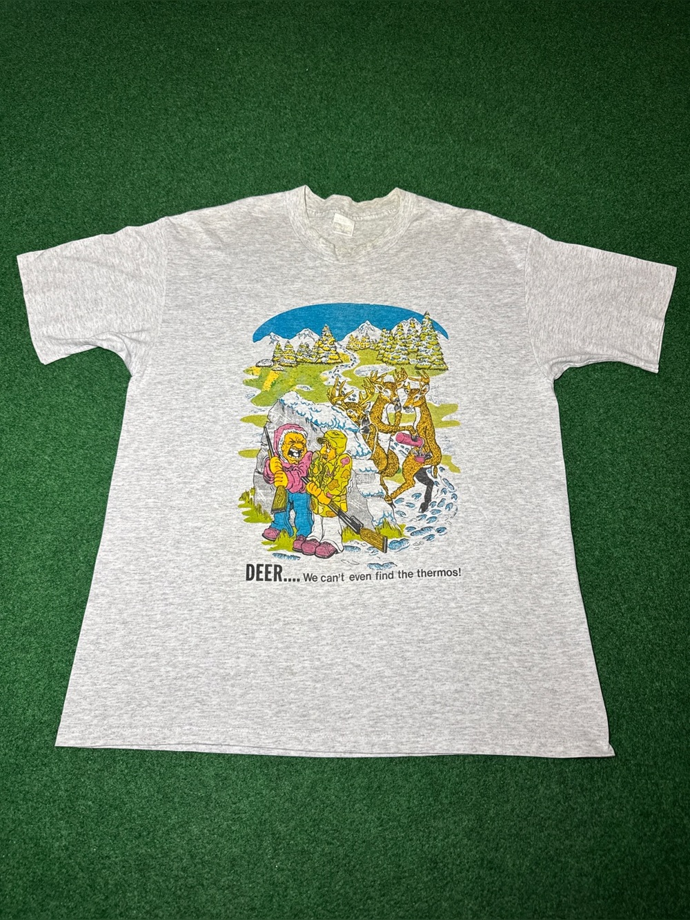 Deer Hunter Vintage T Shirt Funny Hunting 90s L/XL Graphic Shirt Far Side Comic